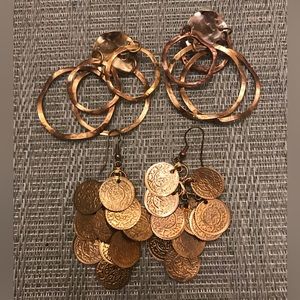 Two Pair of Gold Tone Boho Type Earrings